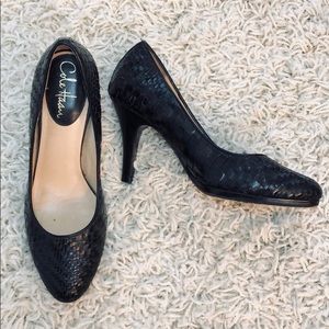 Cole Haan Nike Air Black Leather Woven Pumps 8B